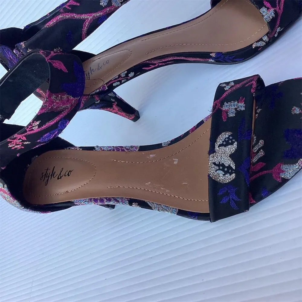 Style & Co Women's Paycee‎ Sandals Multicolor Strappy Block Heel Size 9.5